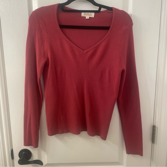 Listicle Women's V-Neck Sweater in Dark Pink - Picture 1 of 5